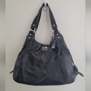 Coach Madison Maggie Black Leather Hobo Shoulder Bag